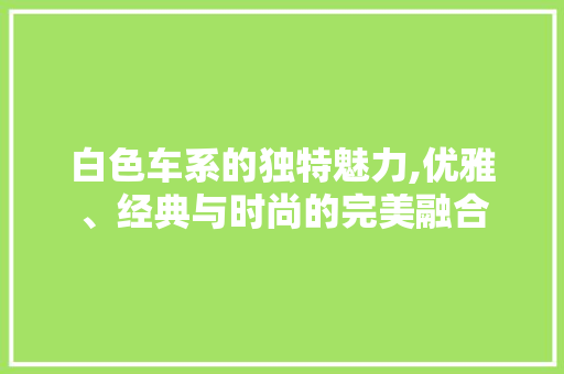 白色车系的独特魅力,优雅、经典与时尚的完美融合