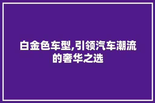 白金色车型,引领汽车潮流的奢华之选