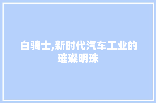 白骑士,新时代汽车工业的璀璨明珠