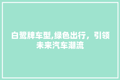 白鹭牌车型,绿色出行，引领未来汽车潮流