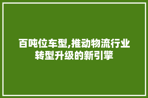 百吨位车型,推动物流行业转型升级的新引擎