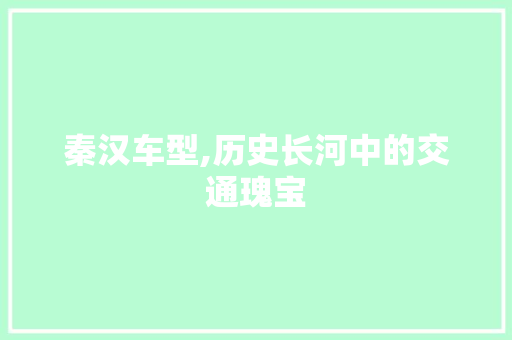 秦汉车型,历史长河中的交通瑰宝