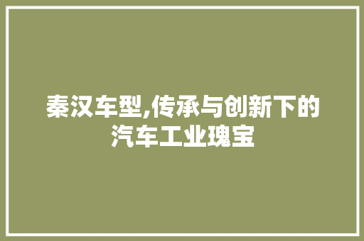 秦汉车型,传承与创新下的汽车工业瑰宝