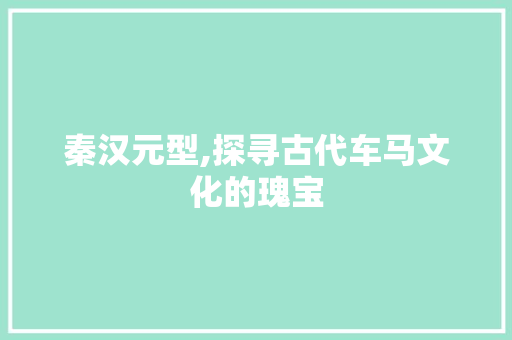 秦汉元型,探寻古代车马文化的瑰宝