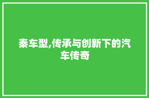 秦车型,传承与创新下的汽车传奇