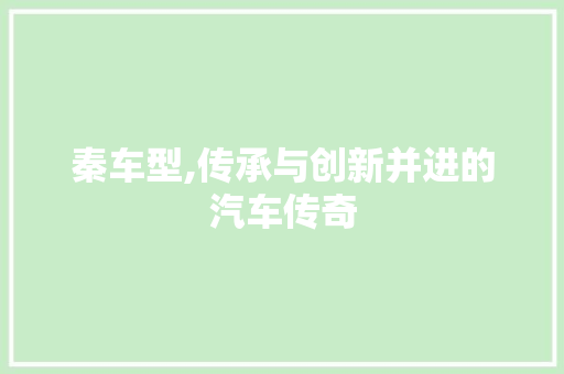 秦车型,传承与创新并进的汽车传奇