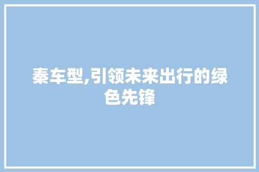 秦车型,引领未来出行的绿色先锋