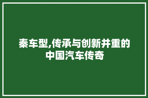 秦车型,传承与创新并重的中国汽车传奇