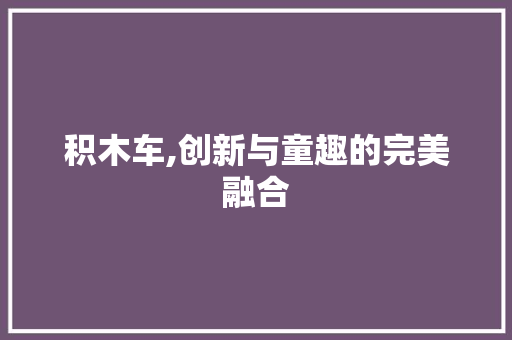 积木车,创新与童趣的完美融合