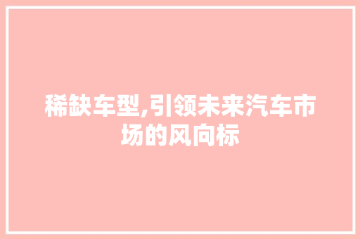 稀缺车型,引领未来汽车市场的风向标