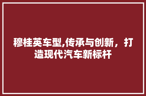 穆桂英车型,传承与创新，打造现代汽车新标杆