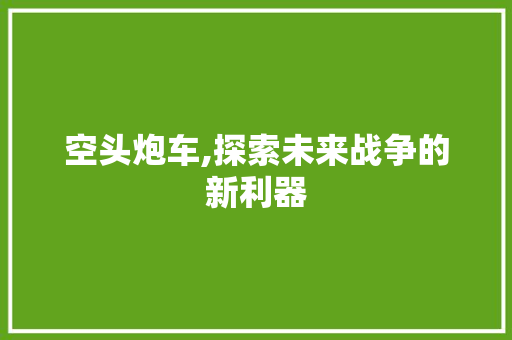 空头炮车,探索未来战争的新利器