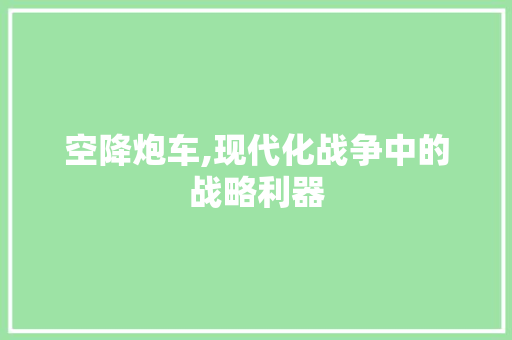 空降炮车,现代化战争中的战略利器