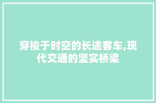 穿梭于时空的长途客车,现代交通的坚实桥梁
