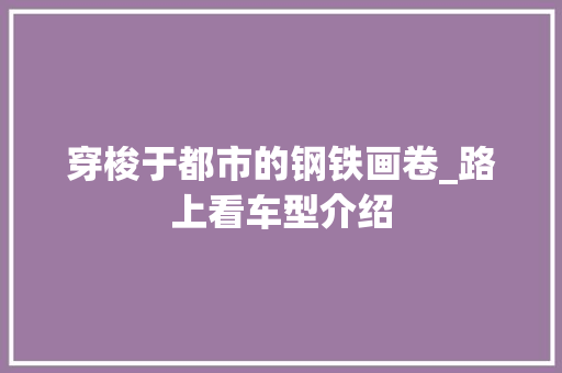 穿梭于都市的钢铁画卷_路上看车型介绍