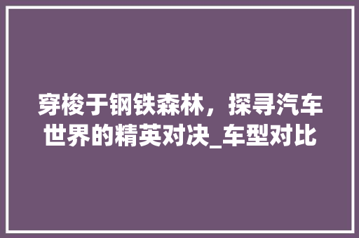 穿梭于钢铁森林，探寻汽车世界的精英对决_车型对比介绍