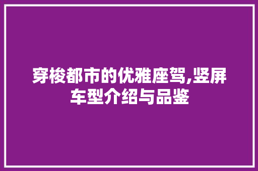 穿梭都市的优雅座驾,竖屏车型介绍与品鉴