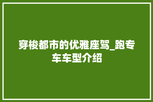 穿梭都市的优雅座驾_跑专车车型介绍