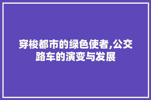穿梭都市的绿色使者,公交路车的演变与发展