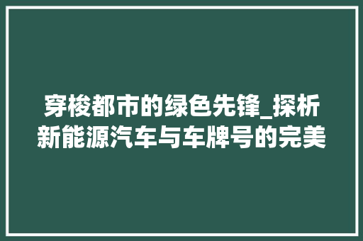 穿梭都市的绿色先锋_探析新能源汽车与车牌号的完美结合