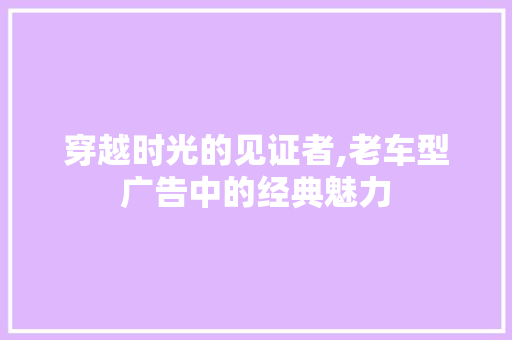 穿越时光的见证者,老车型广告中的经典魅力