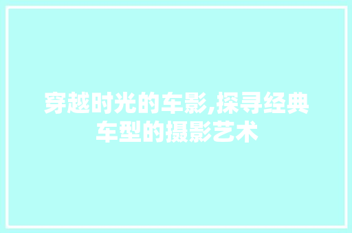 穿越时光的车影,探寻经典车型的摄影艺术