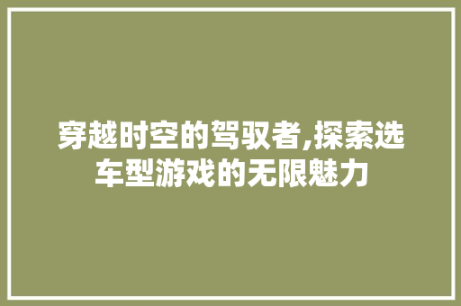 穿越时空的驾驭者,探索选车型游戏的无限魅力