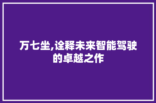 万七坐,诠释未来智能驾驶的卓越之作