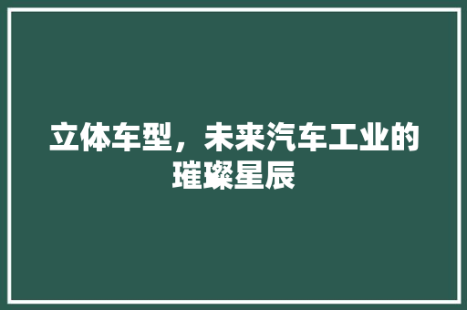 立体车型，未来汽车工业的璀璨星辰