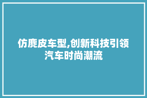 仿麂皮车型,创新科技引领汽车时尚潮流
