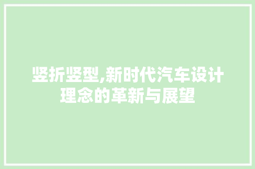 竖折竖型,新时代汽车设计理念的革新与展望