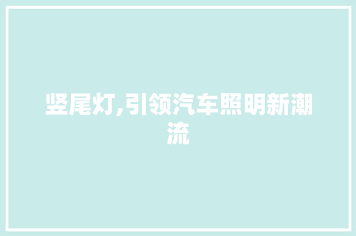 竖尾灯,引领汽车照明新潮流