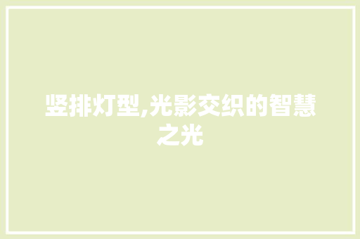竖排灯型,光影交织的智慧之光