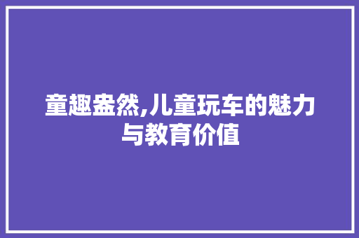 童趣盎然,儿童玩车的魅力与教育价值