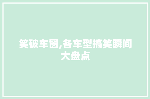 笑破车窗,各车型搞笑瞬间大盘点