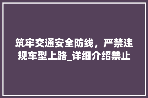 筑牢交通安全防线，严禁违规车型上路_详细介绍禁止车型政策