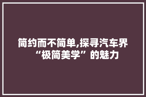 简约而不简单,探寻汽车界“极简美学”的魅力