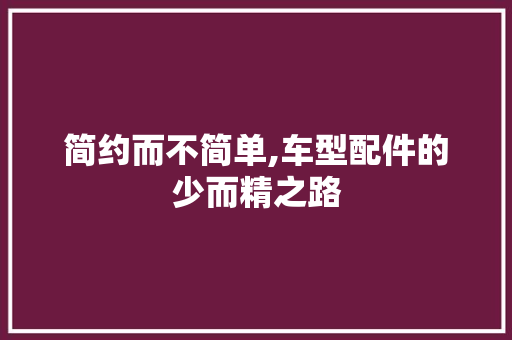 简约而不简单,车型配件的少而精之路