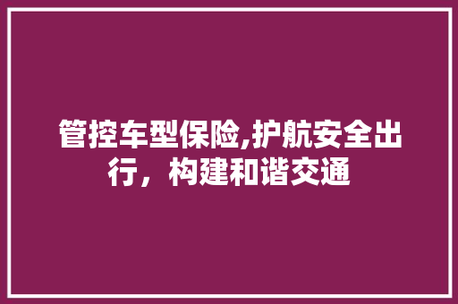 管控车型保险,护航安全出行，构建和谐交通