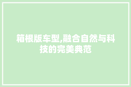 箱根版车型,融合自然与科技的完美典范 车灯配件