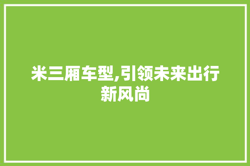 米三厢车型,引领未来出行新风尚