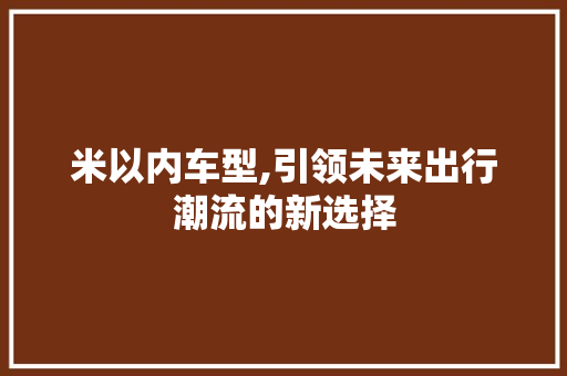 米以内车型,引领未来出行潮流的新选择