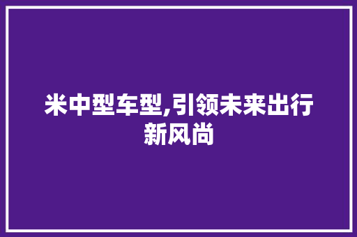 米中型车型,引领未来出行新风尚