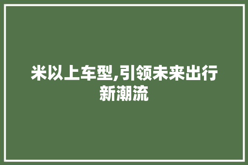 米以上车型,引领未来出行新潮流