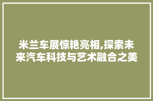 米兰车展惊艳亮相,探索未来汽车科技与艺术融合之美