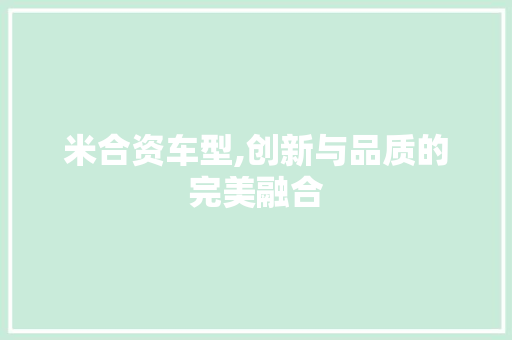 米合资车型,创新与品质的完美融合