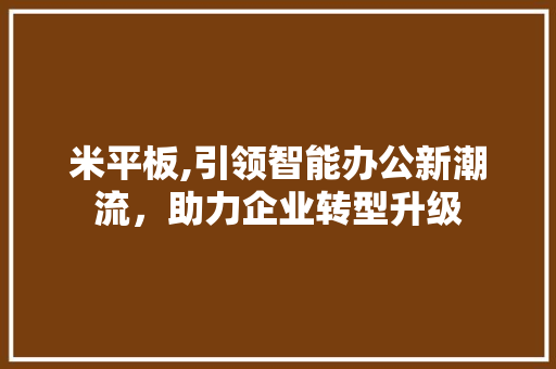 米平板,引领智能办公新潮流，助力企业转型升级