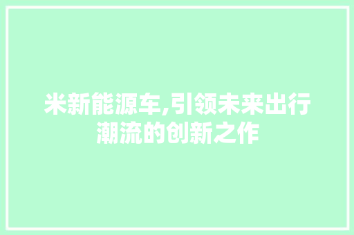 米新能源车,引领未来出行潮流的创新之作