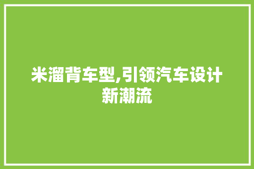米溜背车型,引领汽车设计新潮流