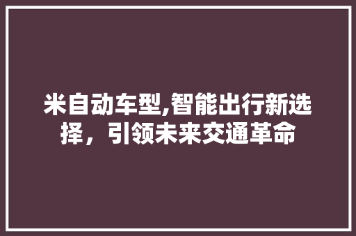 米自动车型,智能出行新选择，引领未来交通革命